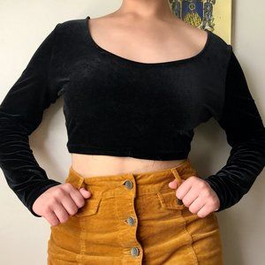 Velvet Long Sleeve Crop Top